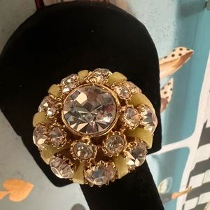 Kate spade lime green & crystal statement ring with original duster bag